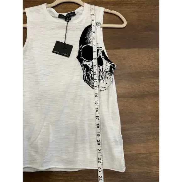 Skull Cashmere Muscle Tank with Skull Print in White size Small - Picture 8 of 9